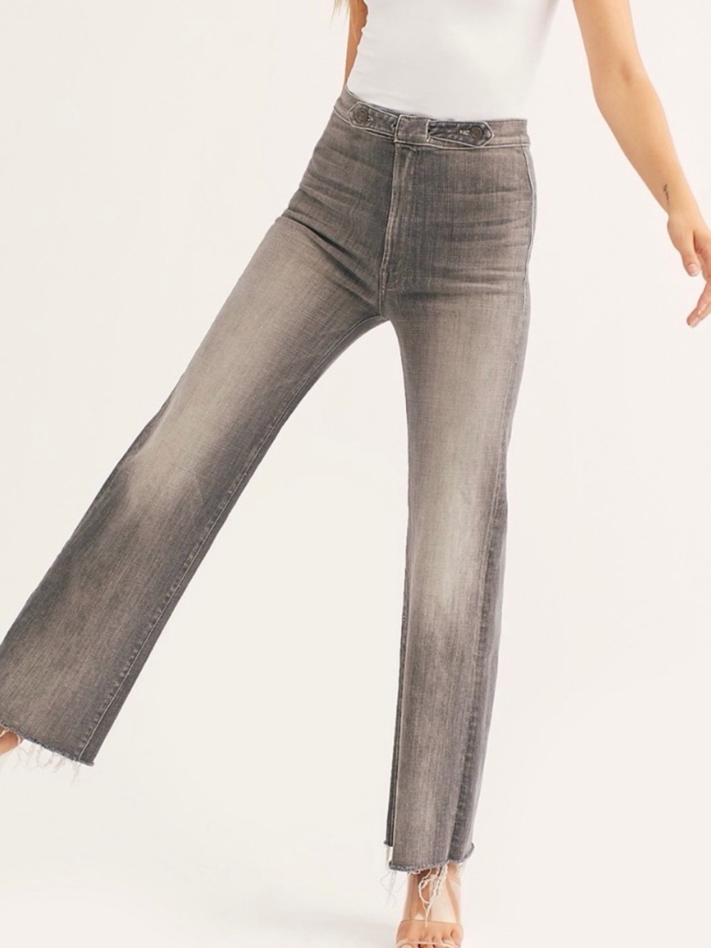 Mother the loop de loop fray gray jean in beam me up size 28